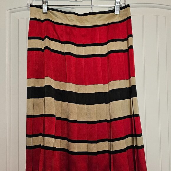 Saks Fifth Avenue Peter Nygard Pleated Striped Silk Skirt Size 10 - Picture 1 of 6